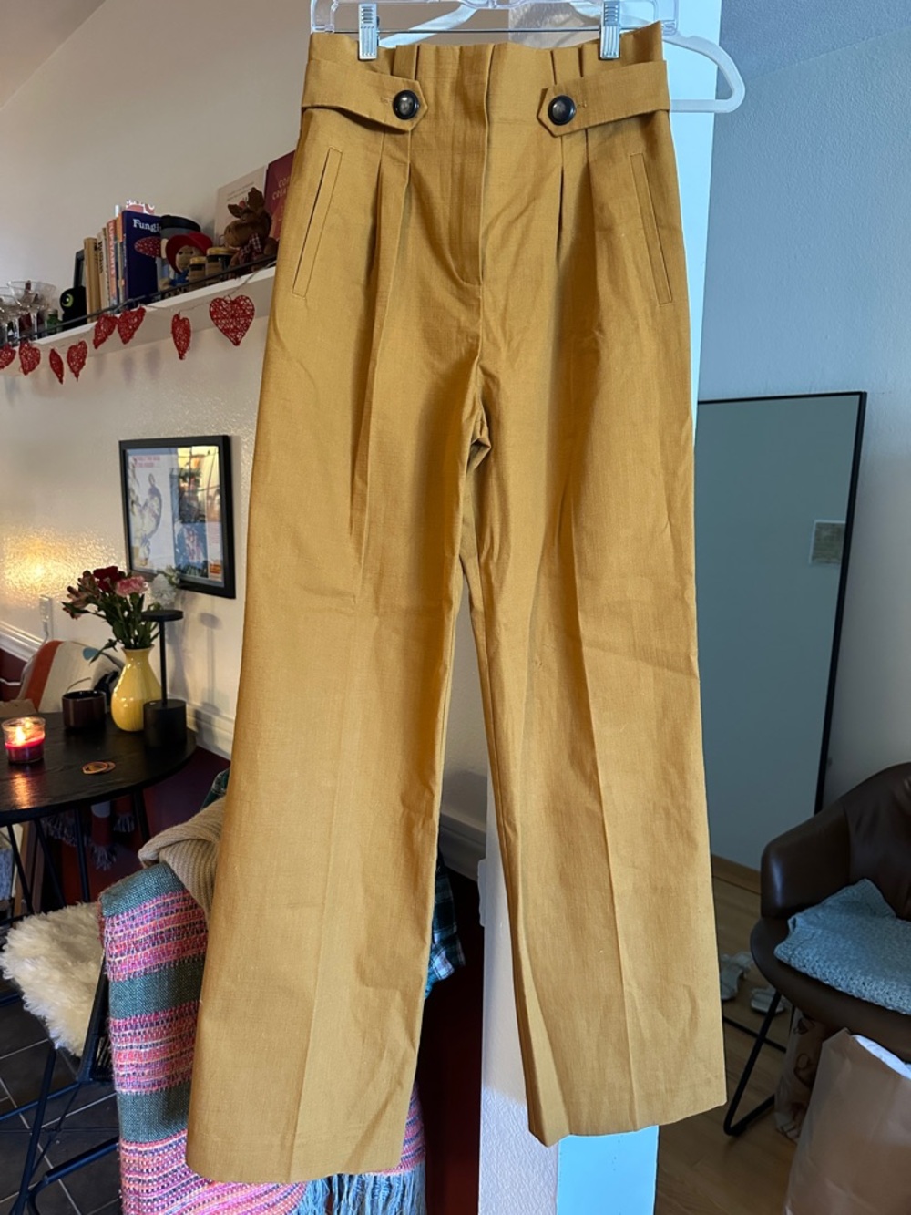 Sézane - High-Waist Mustard Wide-Leg Pants
